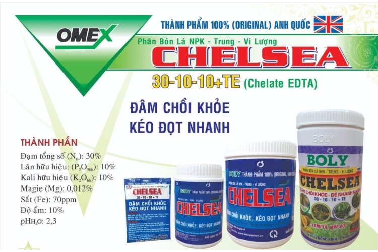 CHELSEA NPK - TRUNG - VI LƯỢNG 30-10-10+TE (CHELATE EDTA) BOLY