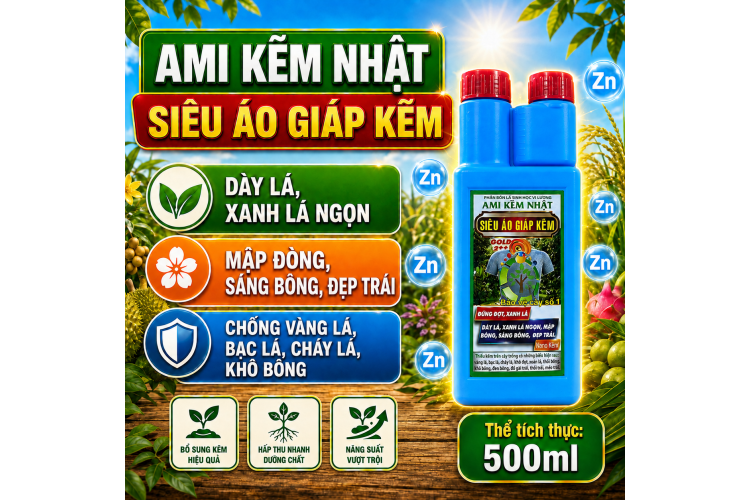 Phân bón lá AMI KẼM NHẬT - SIÊU ÁO GIÁP KẼM (NGN)