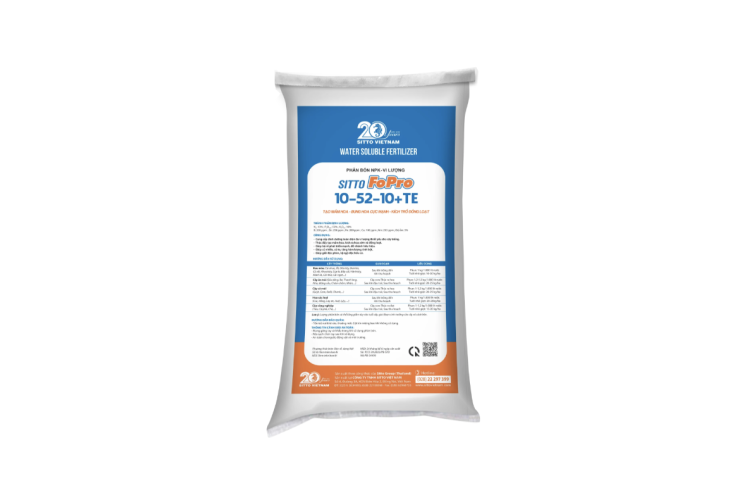PHÂN BÓN NPK-VI LƯỢNG SITTO FOPRO 10-52-10+TE (Bao 20kg)