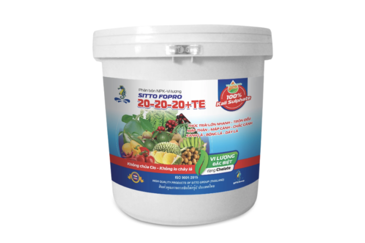 Phân bón NPK-Vi lượng SITTO FOPRO 20-20-20+TE (Xô 15kg)