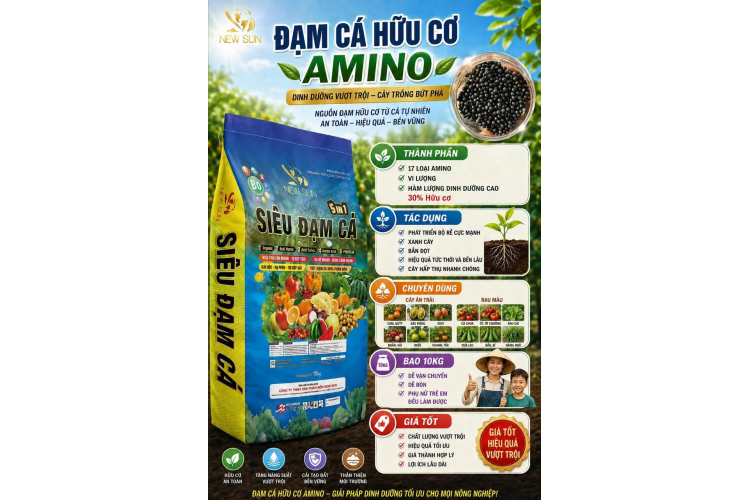 Phân bón SIÊU ĐẠM CÁ HỮU CƠ AMINO 5 IN 1 (NEW SUN)