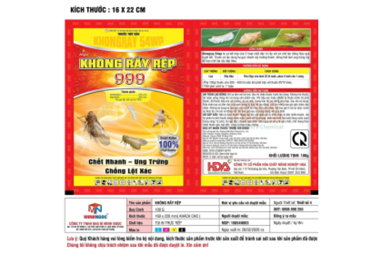 KHÔNG RẦY RỆP 999 KHONGRAY 54WP 100G HÓA CHẤT NÔNG NGHIỆP HDA