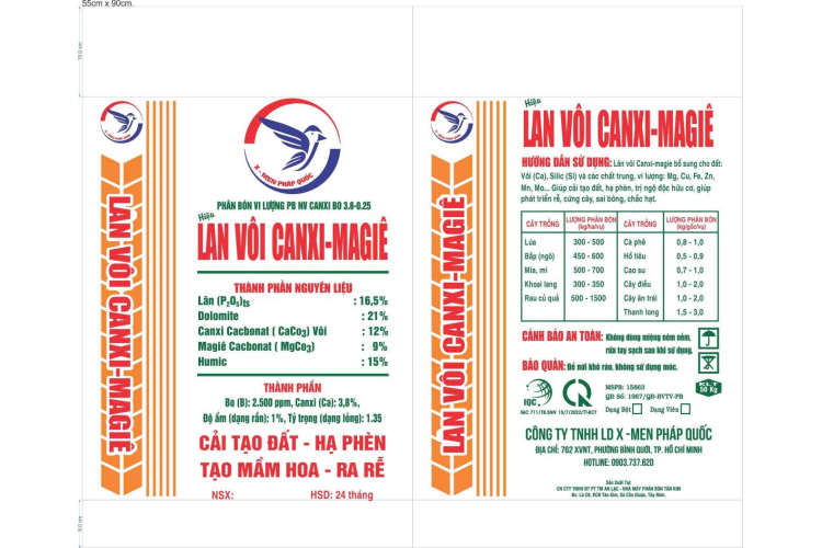 PHÂN BÓN PB NV CANXI BO 3.8-0.25 Hiệu LÂN VÔI CANXI-MAGIÊ
