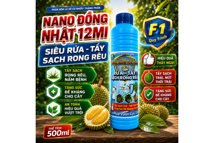 Phân bón lá NANO ĐỒNG NHẬT 12MI Chai 500ml (NGN)