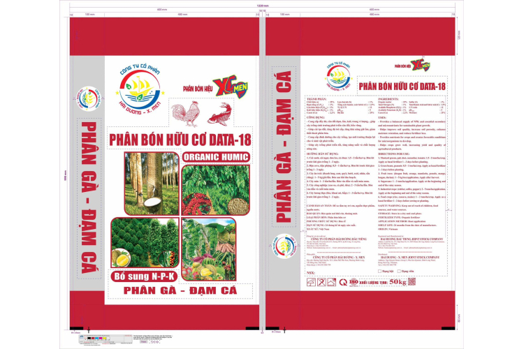 PHÂN BÓN HỮU CƠ DATA-18 ORGANIC HUMIC Phân Gà Đạm Cá Bao 50kg