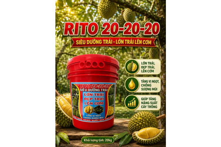 Phân bón RITO 20-20-20 siêu dưỡng trái (NGN)
