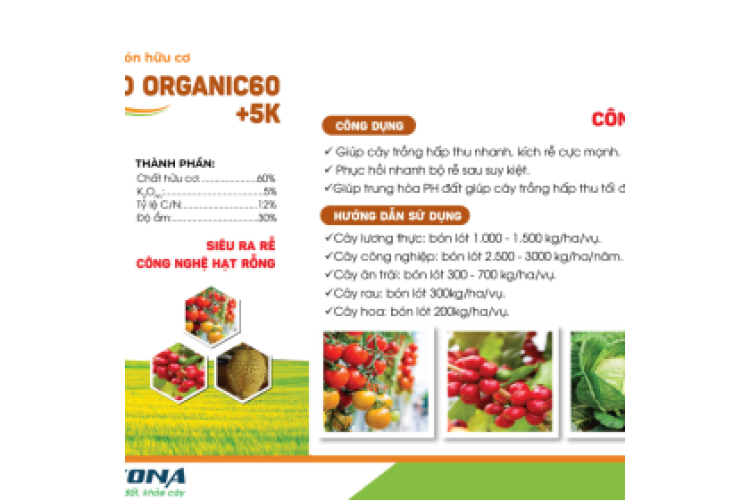 PHÂN BÓN HỮU CƠ OHIO ORGANIC60 + 5K KONA