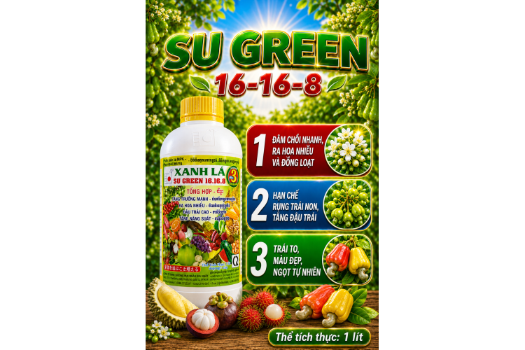 Phân bón SU GREEN 16-16-8 XANH LÁ cây ăn trái (NGN)