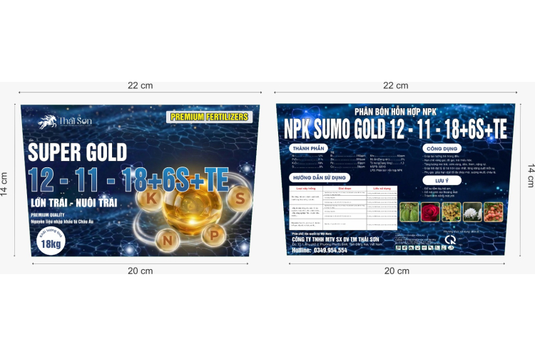 PHÂN BÓN NPK SUMO GOLD 12-11-18+6S+TE Hiệu SUPER GOLD