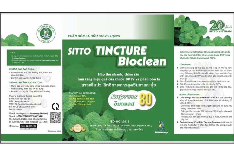 PHÂN BÓN LÁ SITTO TINCTURE BIOCLEAN 500ML