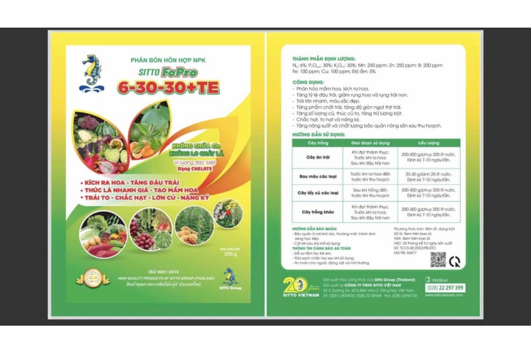 SITTO FOPRO 6 - 30 - 30 + TE NPK 250G
